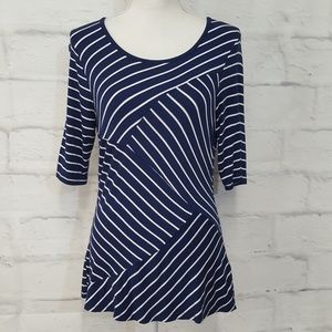 3/$20 Cable & Gauge 3/4 Sleeve Striped Top
